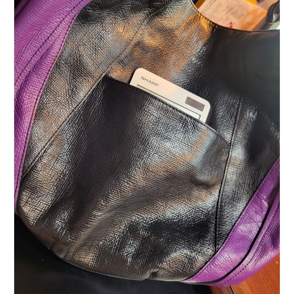 Leather Patchwork Tote Purse Double Handle Should… - image 3